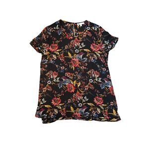 DR2 By Daniel Rainn Beautiful Bird Floral Semi Sheer Blouse